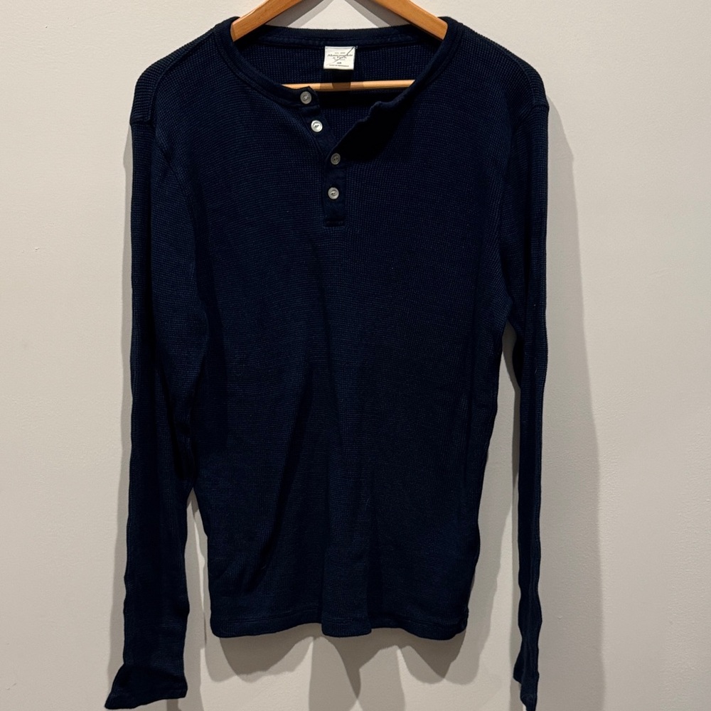 Abercrombie & Fitch Dark Blue Henley Long Sleeve